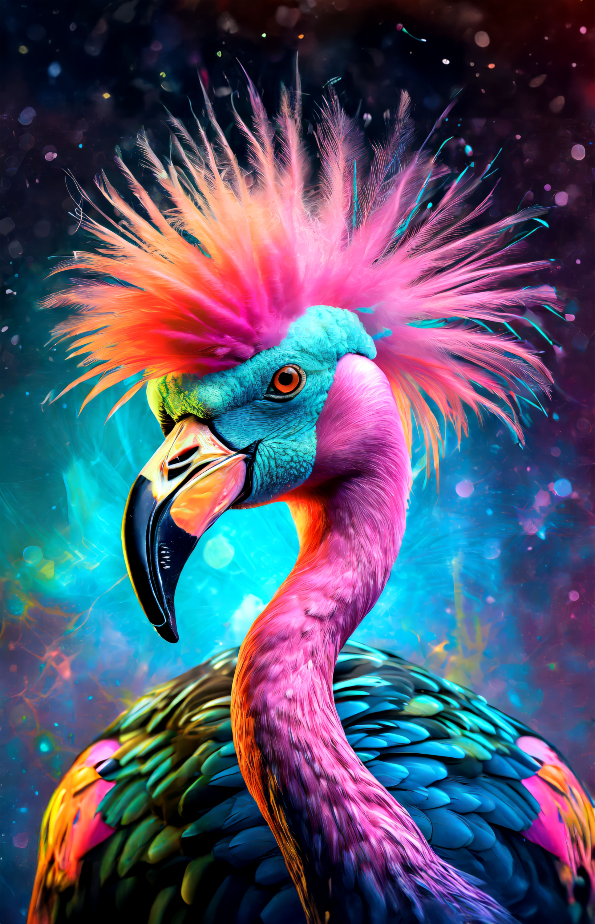 Eklektik Flamingo — Hissedilebilir 3D Dokulu Baskı