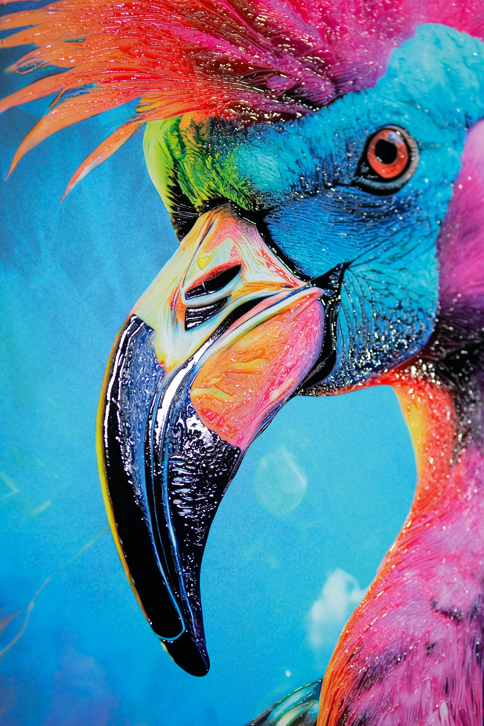 Eklektik Flamingo — Hissedilebilir 3D Dokulu Baskı