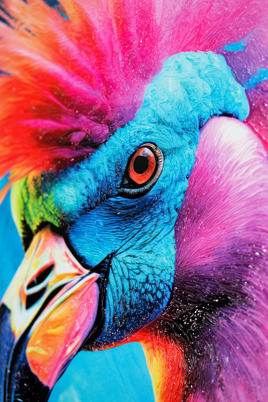 Eklektik Flamingo — Hissedilebilir 3D Dokulu Baskı