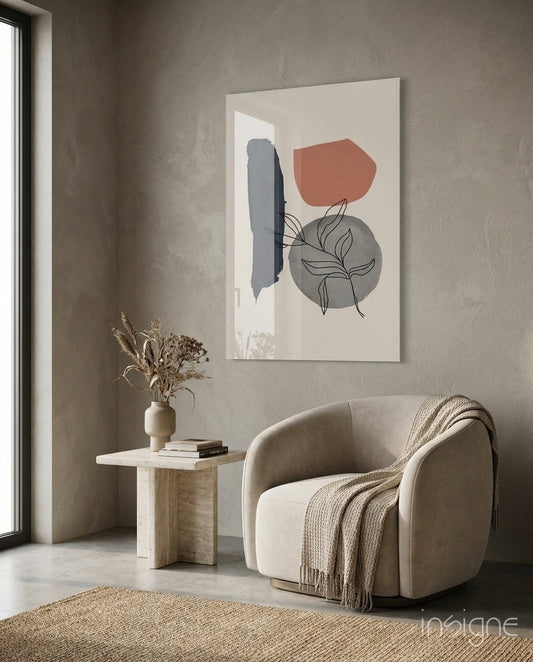 Soyut Şekiller Cam Tablo