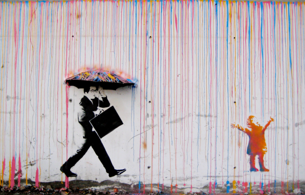 Yağmurun Rengi - Banksy Cam Tablo