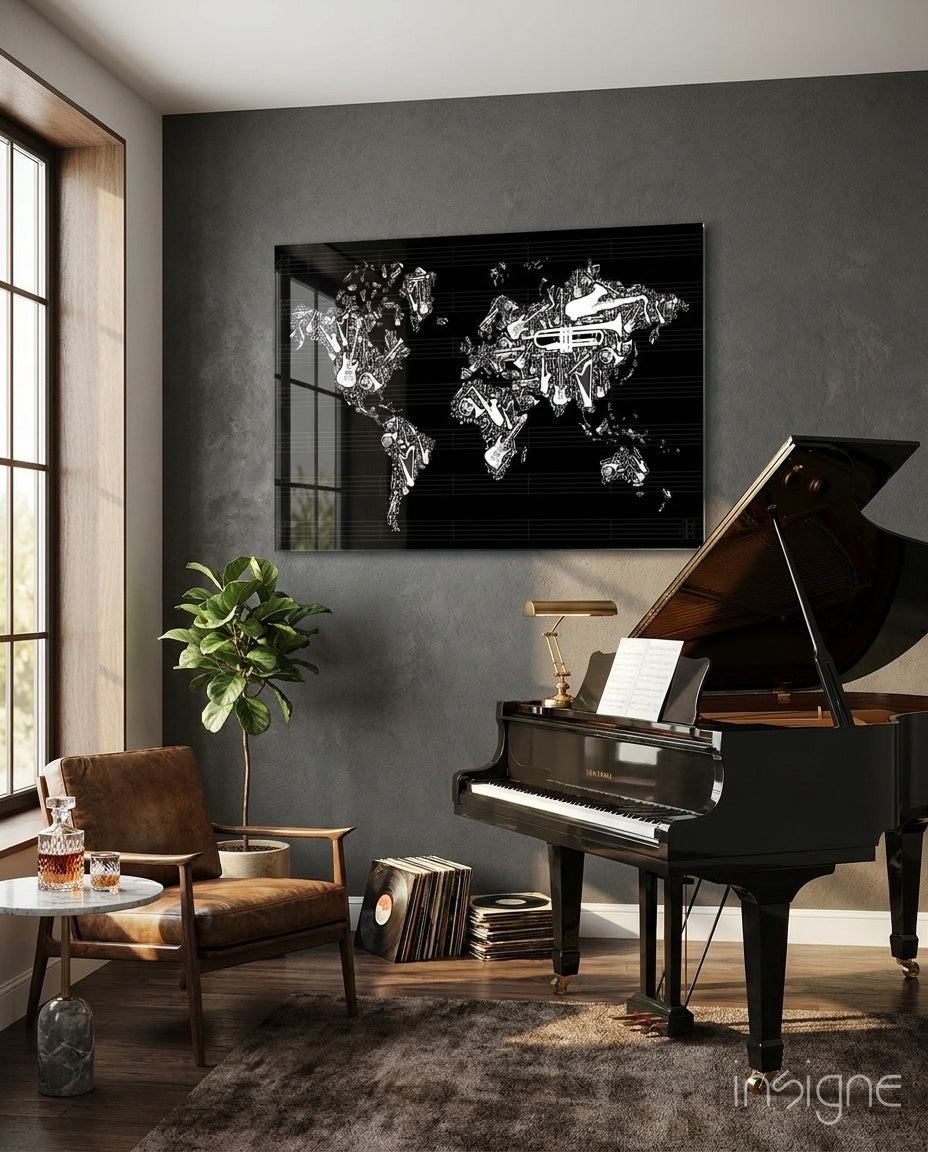 Müzik Dünyası Cam Tablo