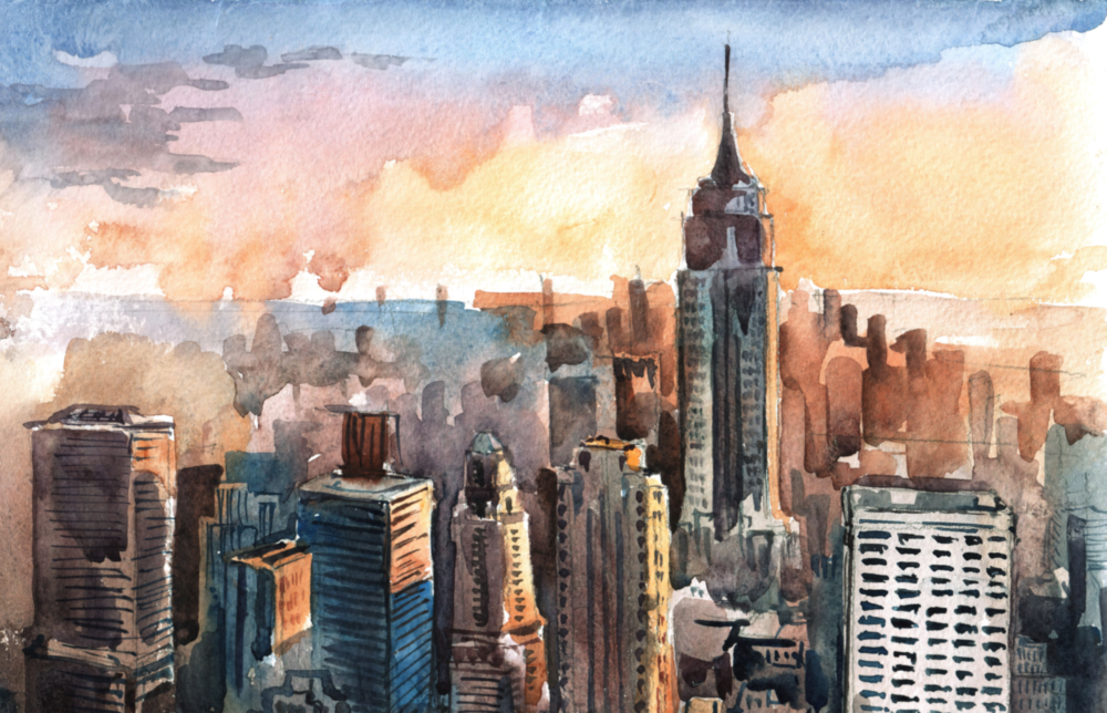 New York Şehri Cam Tablo