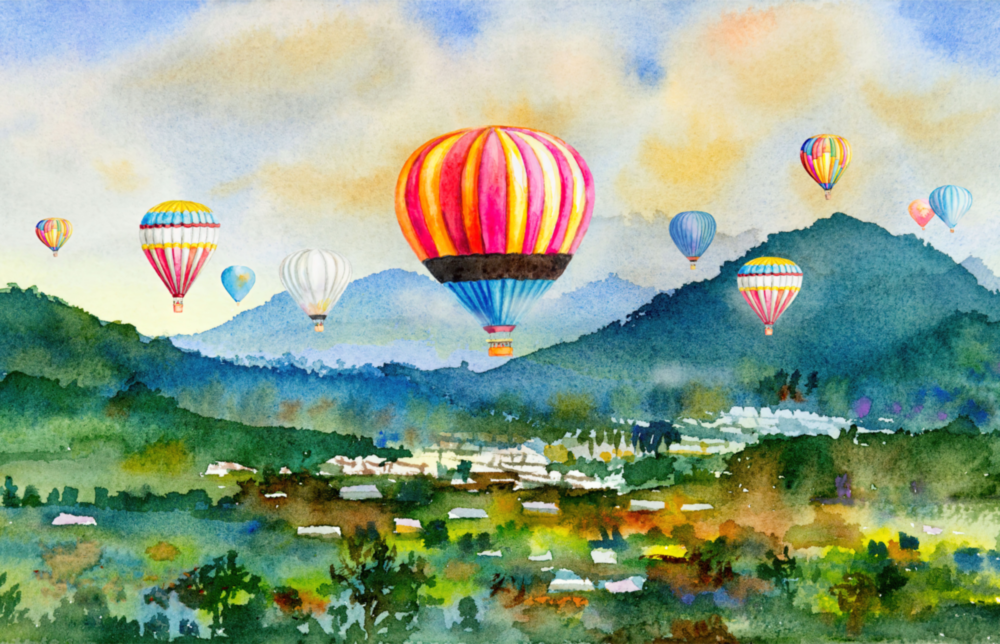 Sıcak Hava Balonları Cam Tablo