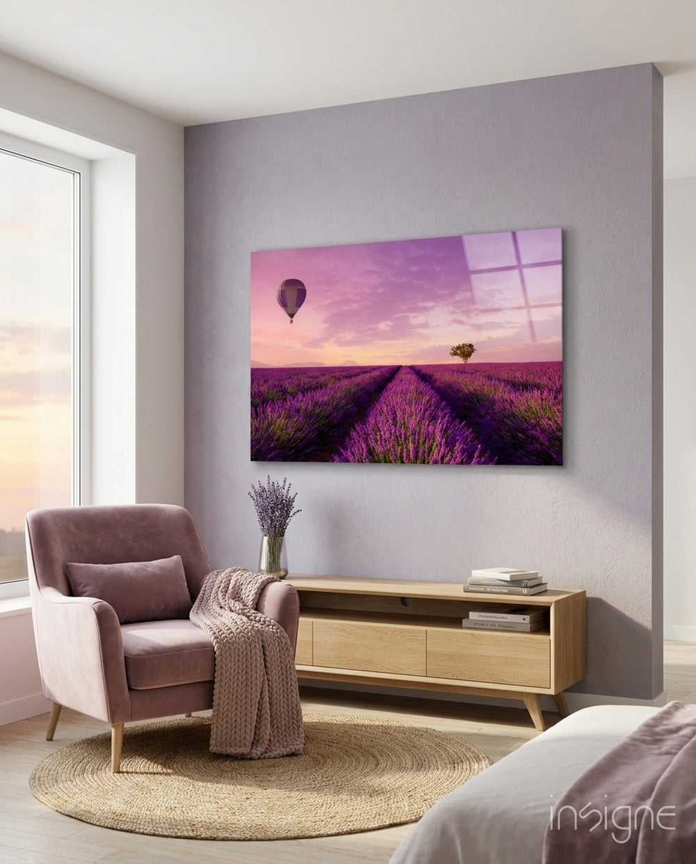 Lavanta ve Balon Cam Sanatı Cam Tablo