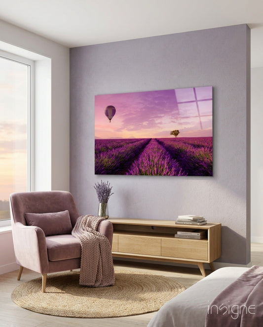 Lavanta ve Balon Cam Sanatı Cam Tablo