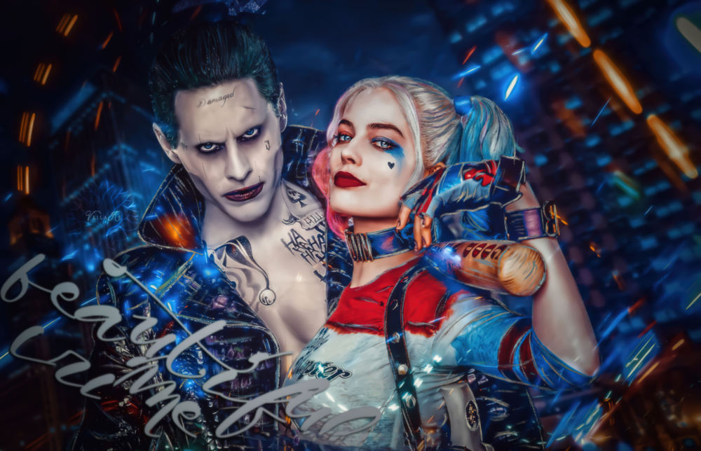 Harley Quinn ve Joker Cam Sanatı Cam Tablo