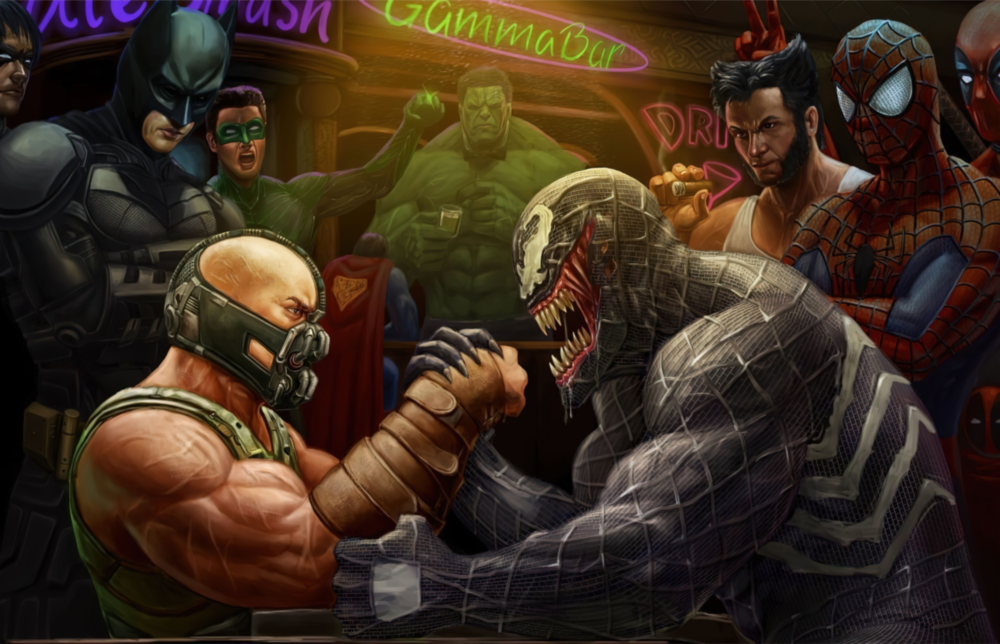 Venom ve Bane Cam Sanatı Cam Tablo