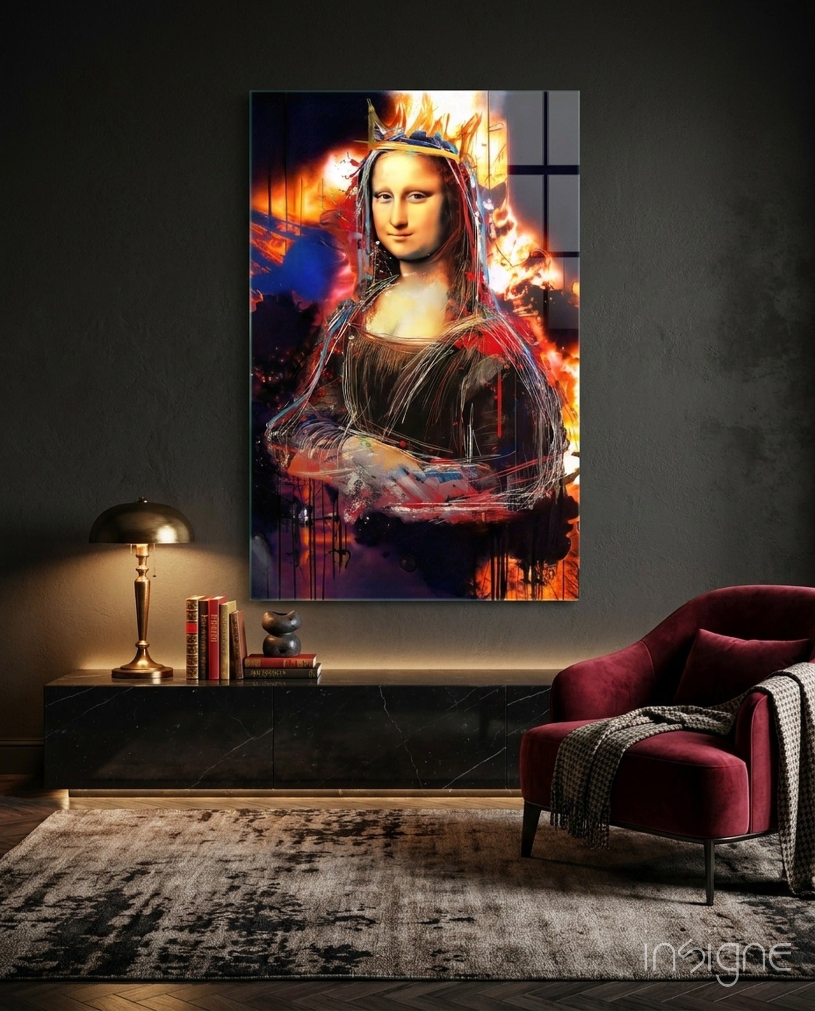 Kraliçe Mona Lisa Cam Tablo