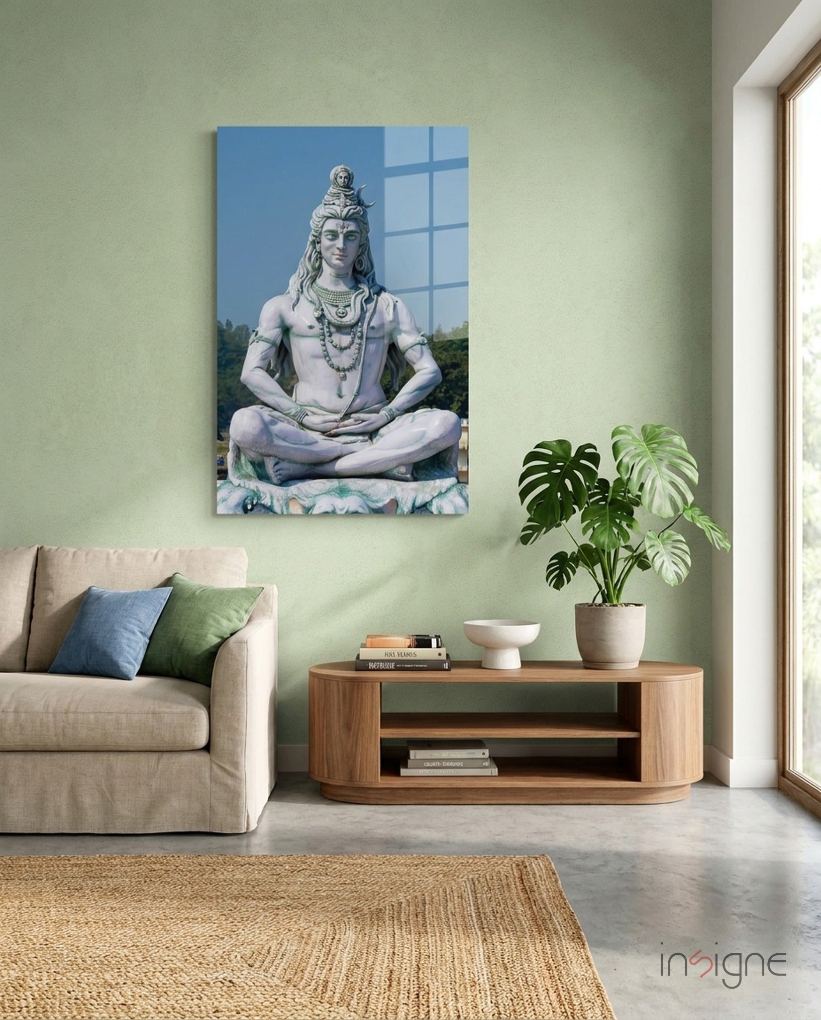 Meditasyonda Şiva Cam Tablo