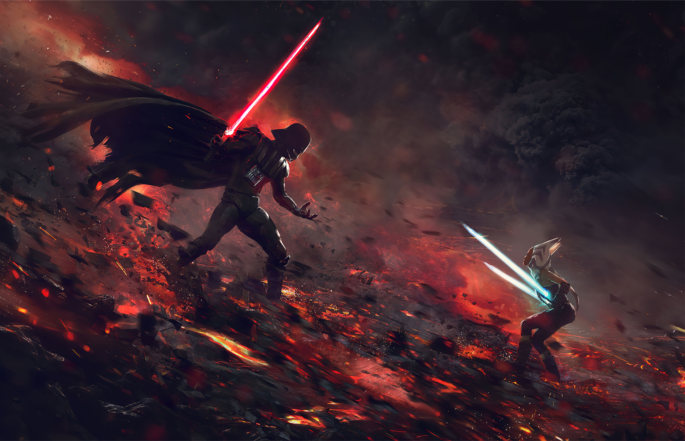 Darth Vader ve Ahsoka Tano Cam Tablo