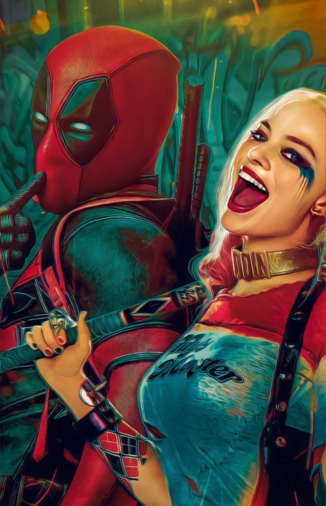 Harley Quinn ve Deadpool Cam Tablo