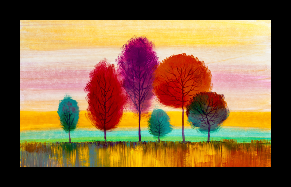 Pastel Ağaçlar Cam Tablo