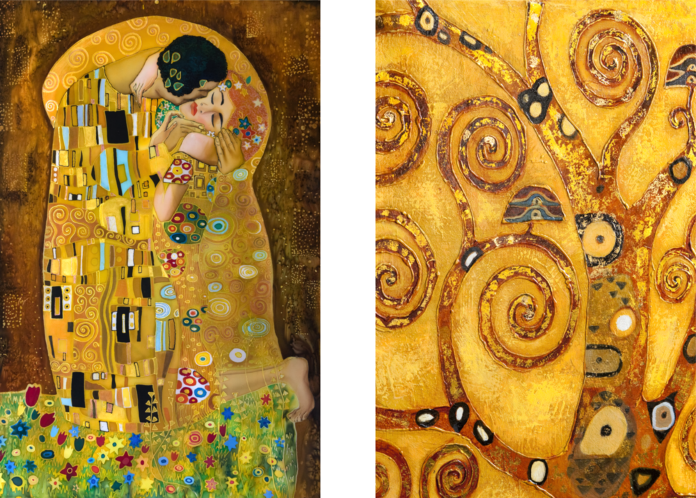 Klimt 2 Parçalı Kombin Cam Tablo