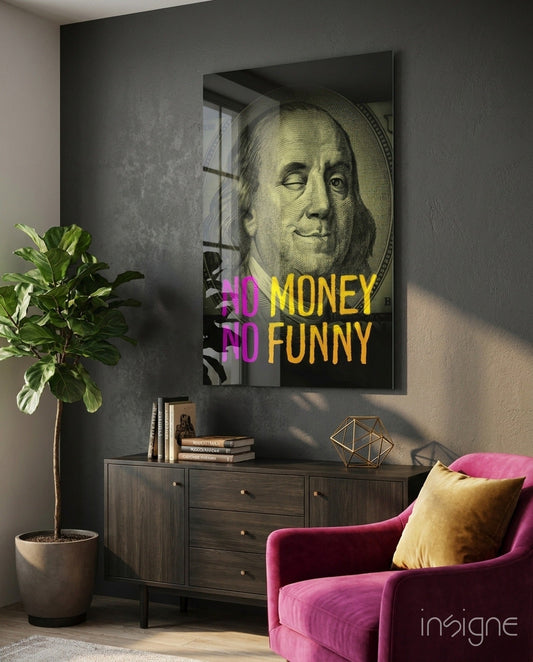 Benjamin Franklin Temalı Mizahi Cam Tablo