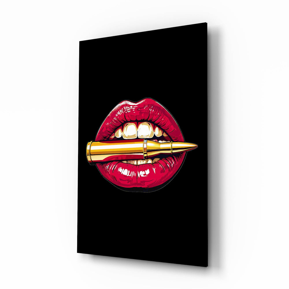 Pop Art Ruj ve Mermi Cam Tablo