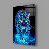 Neon Mavi Leopar Cam Tablo