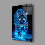 Neon Mavi Leopar Cam Tablo