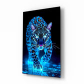Neon Mavi Leopar Cam Tablo