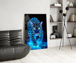 Neon Mavi Leopar Cam Tablo