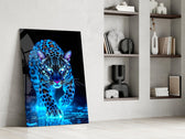Neon Mavi Leopar Cam Tablo