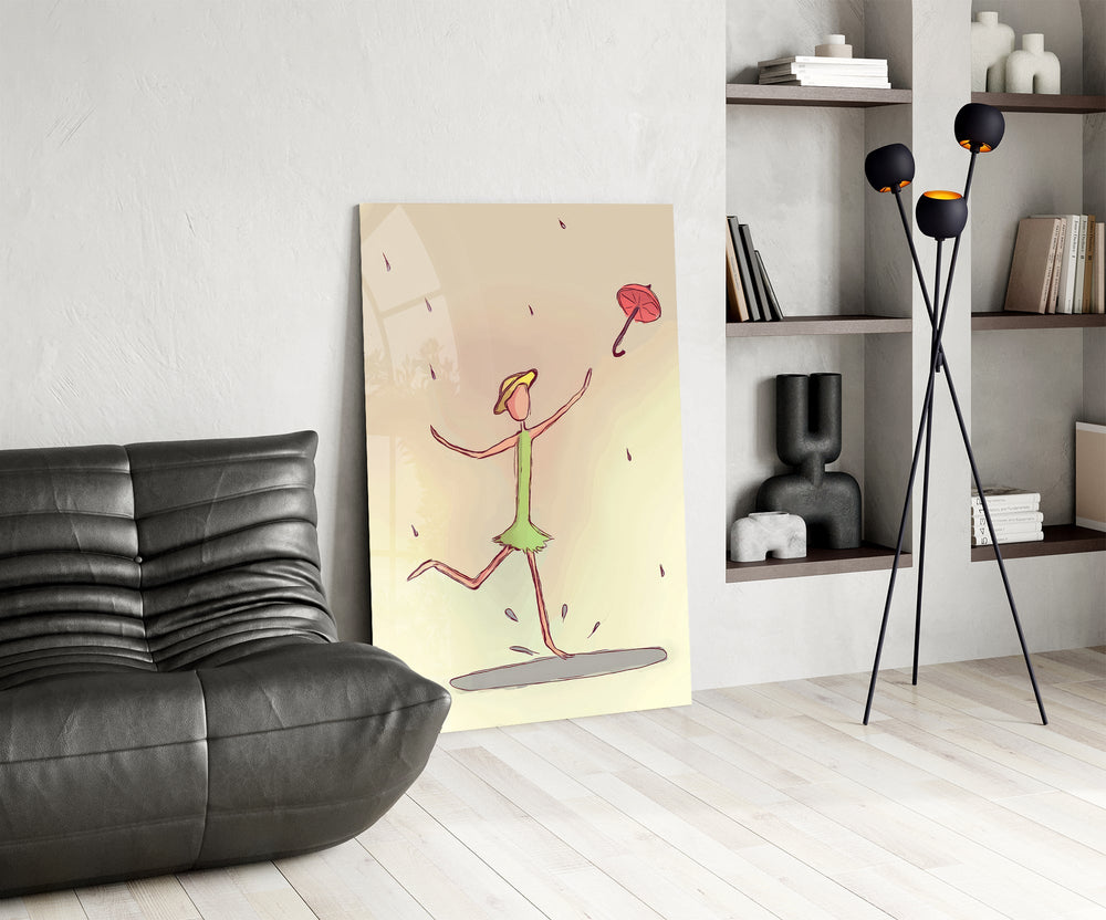 Yağmurlu Gün Dansçısı Cam Tablo