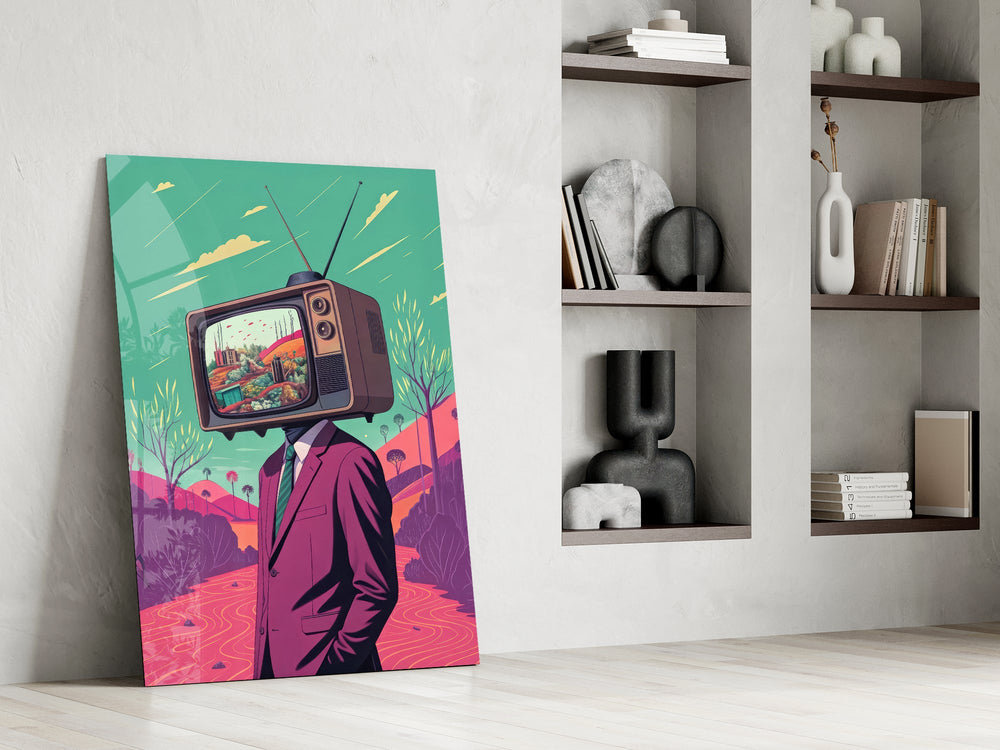 Doğada Televizyon Kafa Cam Tablo
