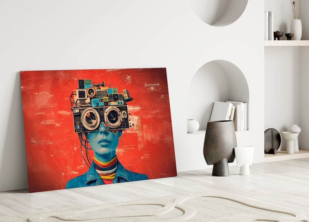 Cyberpunk Kulaklıklar Cam Tablo