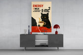 Kahve ve Kedi Enerjisi Cam Tablo