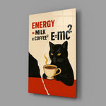 Kahve ve Kedi Enerjisi Cam Tablo