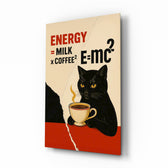 Kahve ve Kedi Enerjisi Cam Tablo