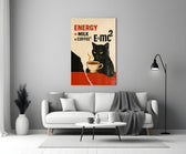 Kahve ve Kedi Enerjisi Cam Tablo