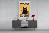 Bonjour Kedi Kahvaltısı Cam Tablo