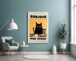Bonjour Kedi Kahvaltısı Cam Tablo
