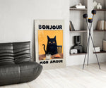 Bonjour Kedi Kahvaltısı Cam Tablo