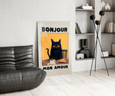 Bonjour Kedi Kahvaltısı Cam Tablo