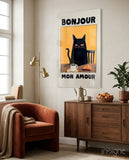 Bonjour Kedi Kahvaltısı Cam Tablo