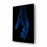 Akışkan Mavi El Silüeti Cam Tablo