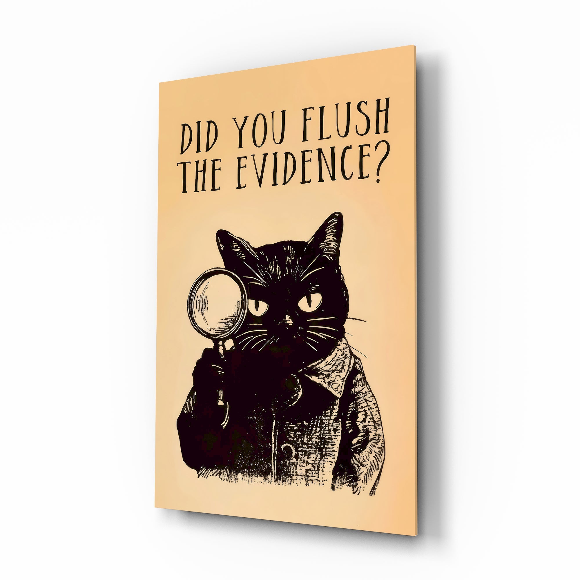 Vintage Kedi Dedektif Cam Tablo