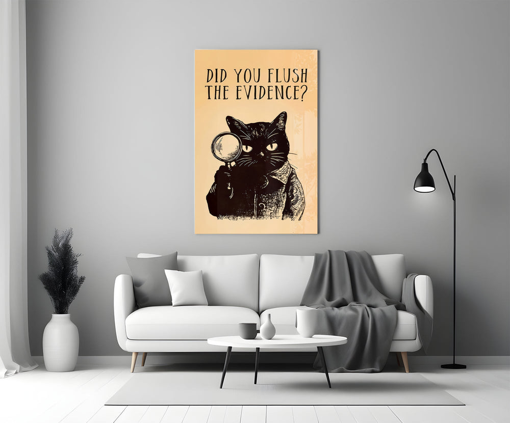 Vintage Kedi Dedektif Cam Tablo