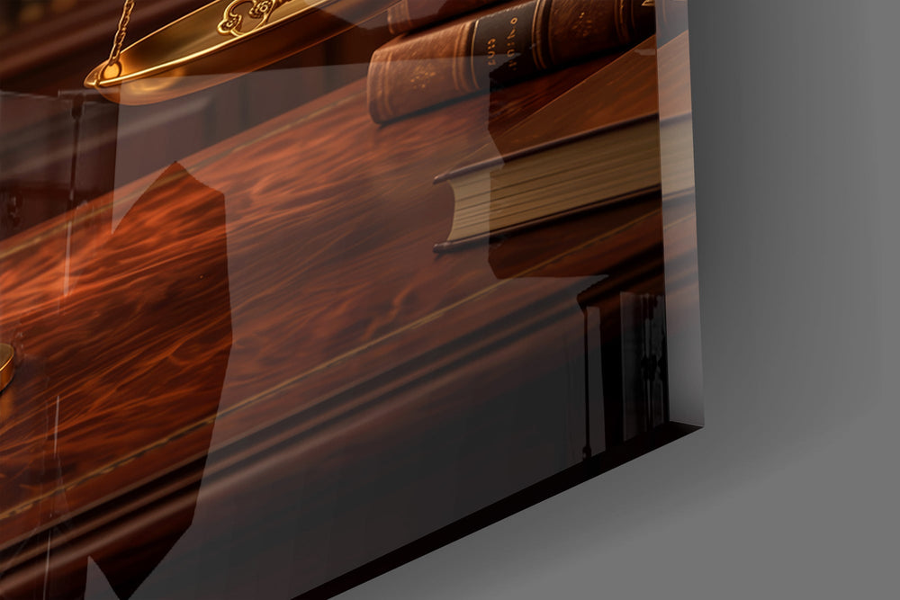 Objection Gold Scales of Justice Glass Wall Art