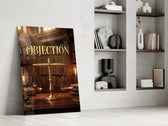 Objection Gold Scales of Justice Glass Wall Art