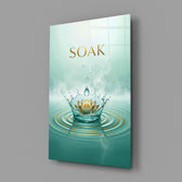 Soak Golden Lotus Water Crown Glass Wall Art