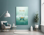 Soak Golden Lotus Water Crown Glass Wall Art