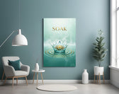Soak Golden Lotus Water Crown Glass Wall Art
