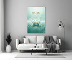 Soak Golden Lotus Water Crown Glass Wall Art
