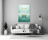 Soak Golden Lotus Water Crown Glass Wall Art