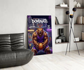 Dominate Grizzly Bear Basketball Glass Wall Art