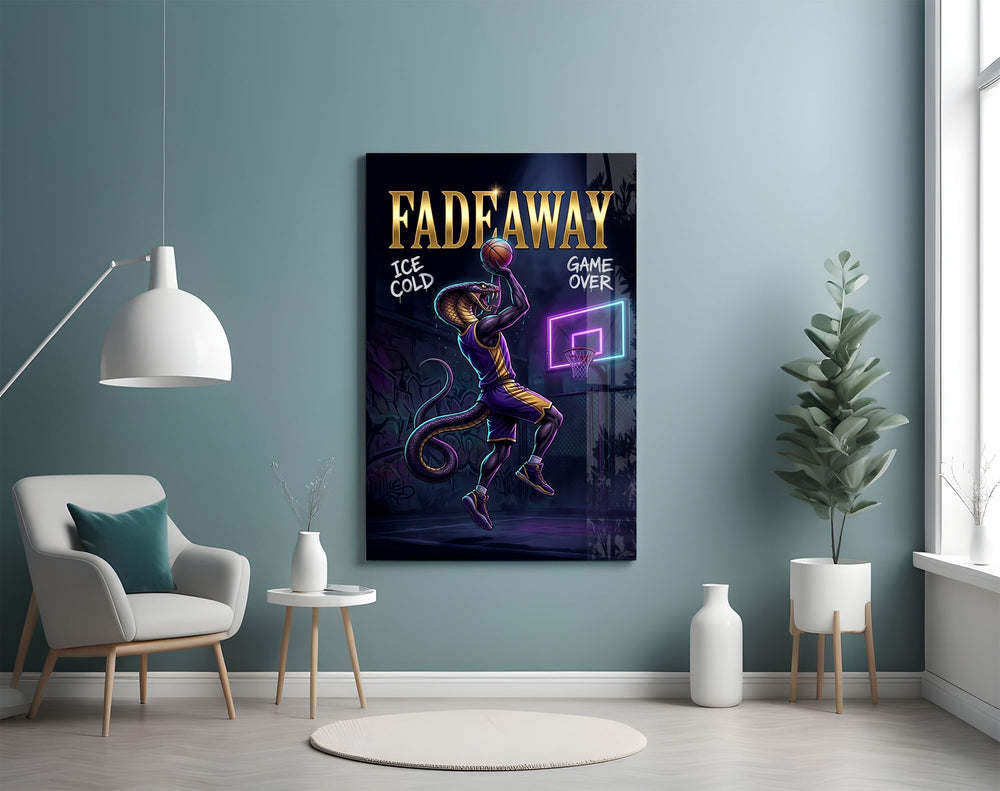 Fadeaway Cobra Jump Shot Glass Wall Art