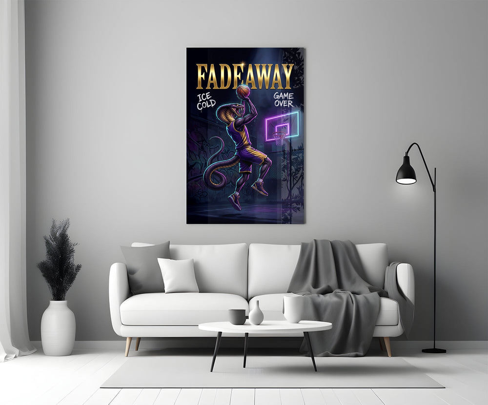 Fadeaway Cobra Jump Shot Glass Wall Art